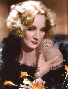 Farbiges Porträt von Marlene Dietrich